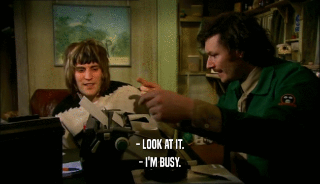 - LOOK AT IT. - I'M BUSY. 