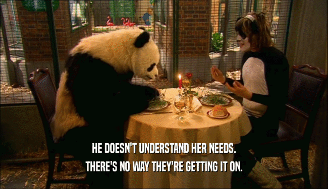 HE DOESN'T UNDERSTAND HER NEEDS. THERE'S NO WAY THEY'RE GETTING IT ON. 