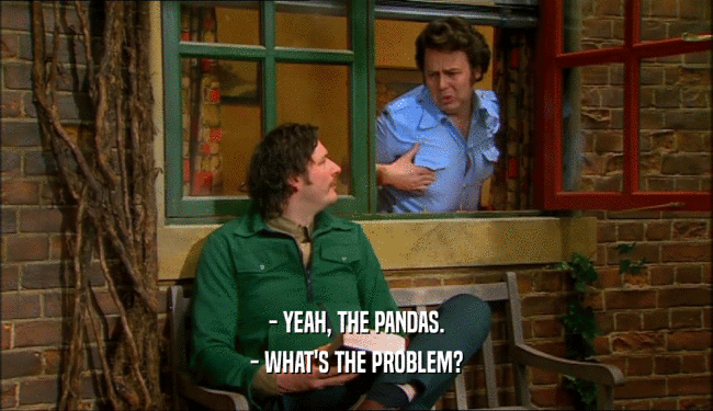 - YEAH, THE PANDAS. - WHAT'S THE PROBLEM? 