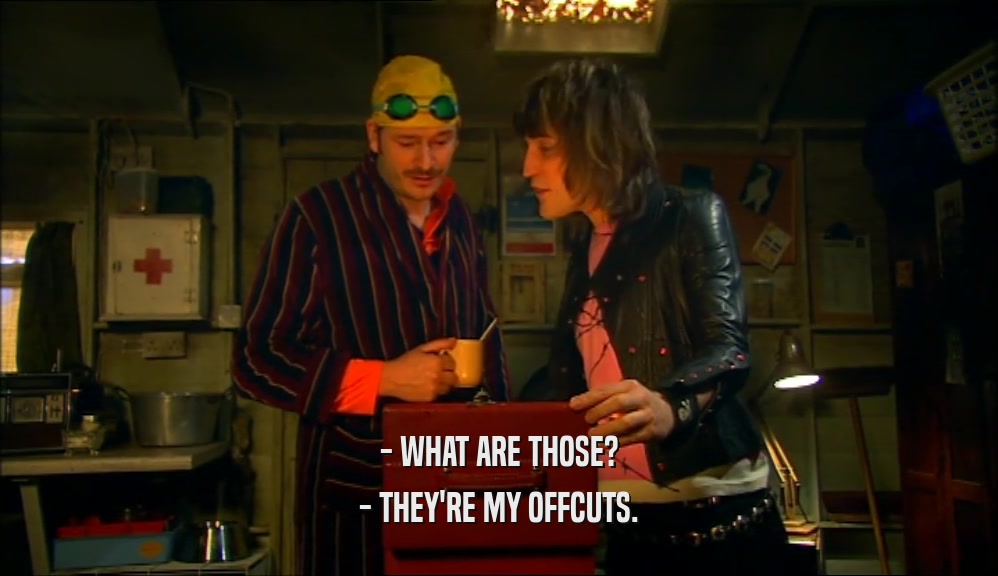 - WHAT ARE THOSE?
 - THEY'RE MY OFFCUTS.
 