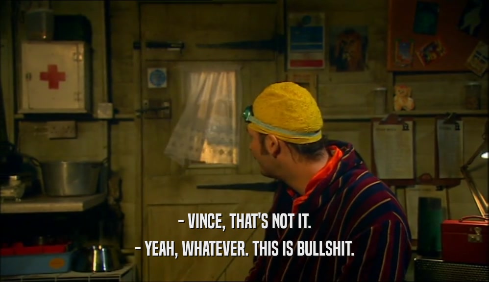 - VINCE, THAT'S NOT IT. - YEAH, WHATEVER. THIS IS BULLSHIT. 