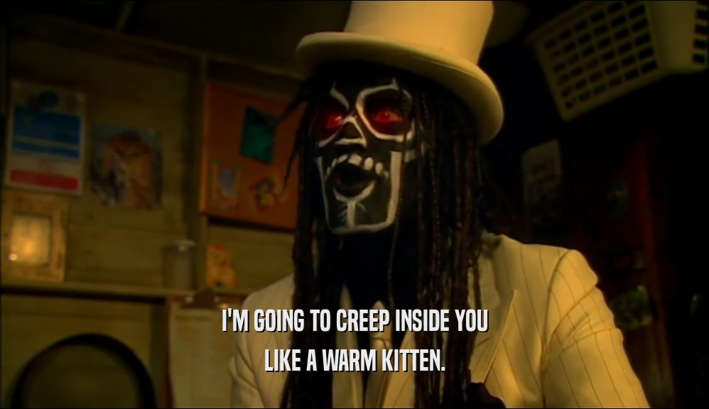 I'M GOING TO CREEP INSIDE YOU LIKE A WARM KITTEN. 