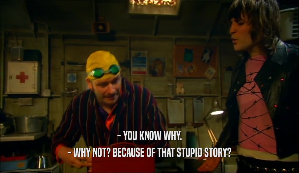 - YOU KNOW WHY. - WHY NOT? BECAUSE OF THAT STUPID STORY? 