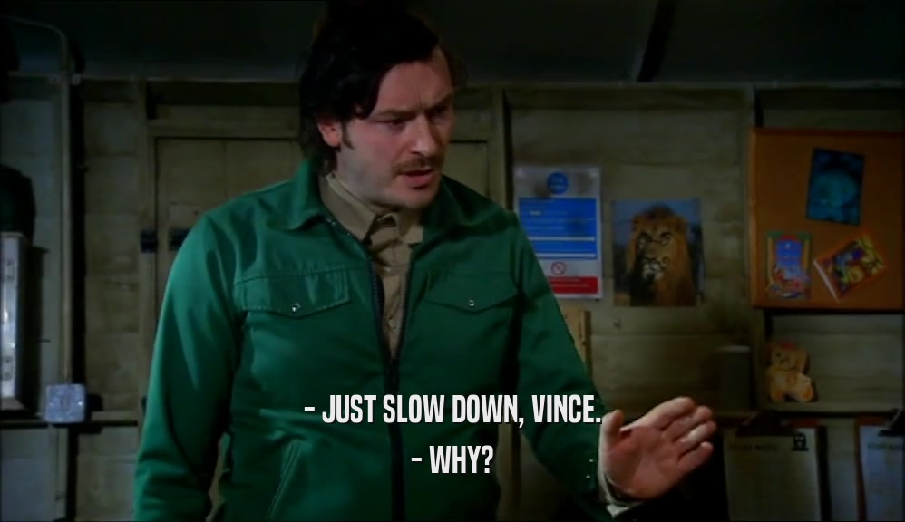 - JUST SLOW DOWN, VINCE. - WHY? 