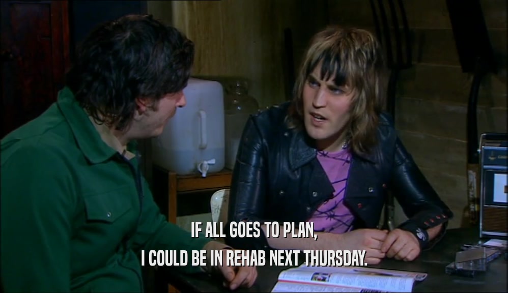 IF ALL GOES TO PLAN, I COULD BE IN REHAB NEXT THURSDAY. 