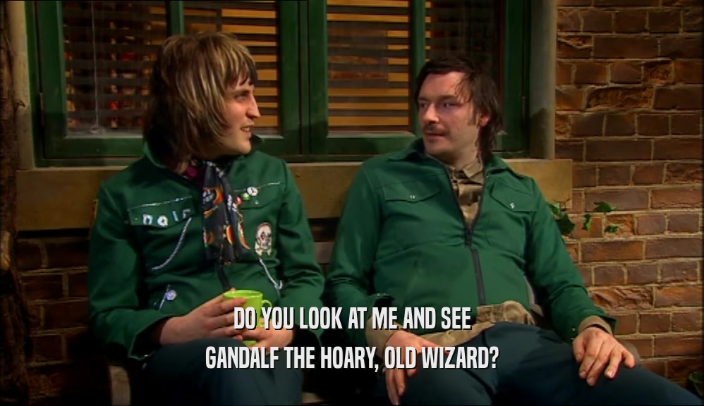 DO YOU LOOK AT ME AND SEE
 GANDALF THE HOARY, OLD WIZARD?
 