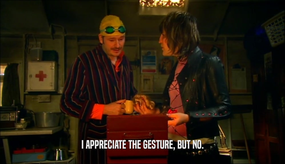 I APPRECIATE THE GESTURE, BUT NO.  