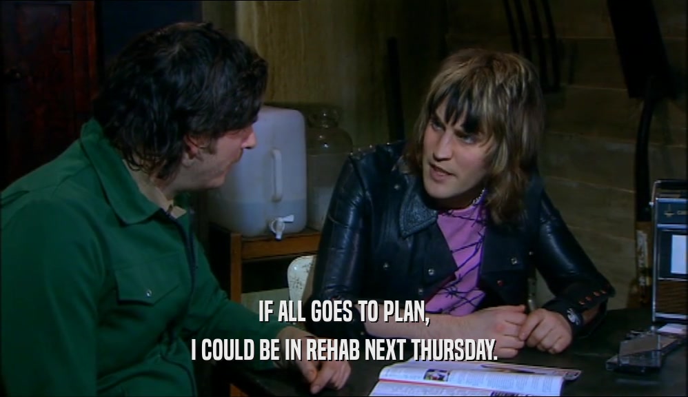 IF ALL GOES TO PLAN, I COULD BE IN REHAB NEXT THURSDAY. 