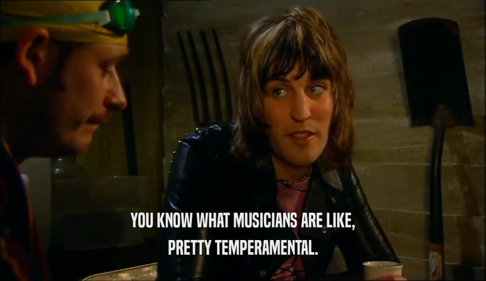 YOU KNOW WHAT MUSICIANS ARE LIKE, PRETTY TEMPERAMENTAL. 