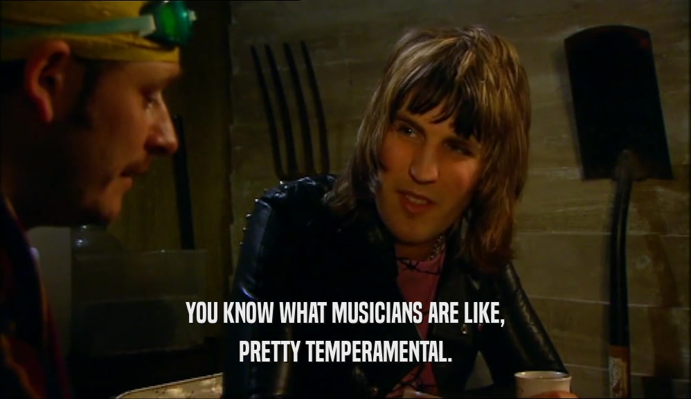 YOU KNOW WHAT MUSICIANS ARE LIKE, PRETTY TEMPERAMENTAL. 