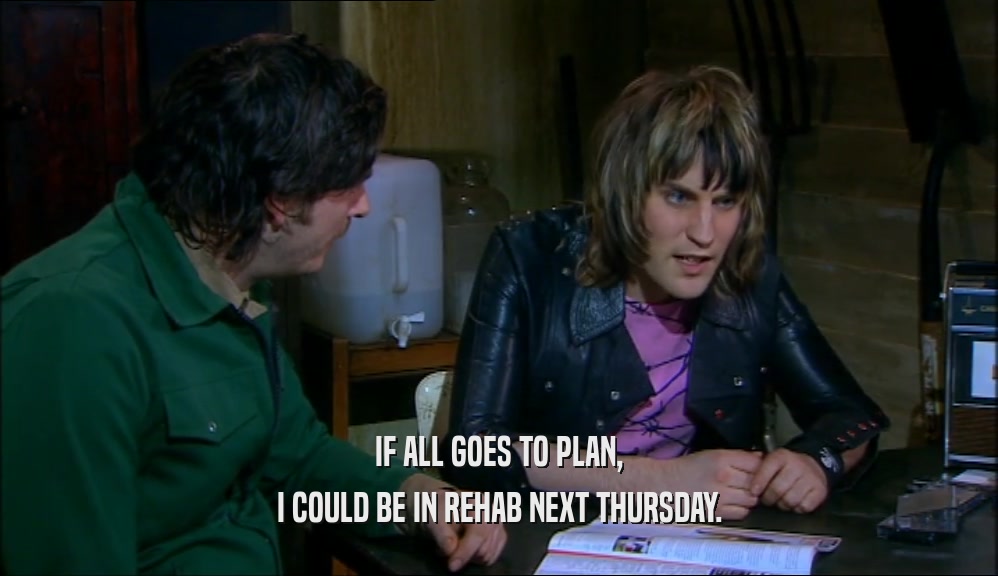 IF ALL GOES TO PLAN, I COULD BE IN REHAB NEXT THURSDAY. 