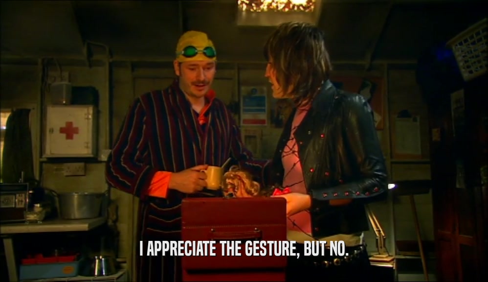 I APPRECIATE THE GESTURE, BUT NO.  