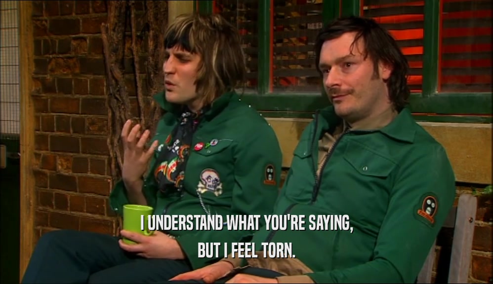 I UNDERSTAND WHAT YOU'RE SAYING, BUT I FEEL TORN. 