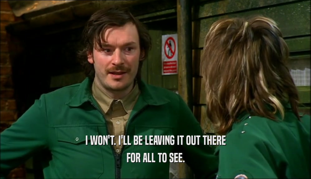 I WON'T. I'LL BE LEAVING IT OUT THERE FOR ALL TO SEE. 