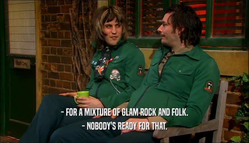 - FOR A MIXTURE OF GLAM ROCK AND FOLK. - NOBODY'S READY FOR THAT. 