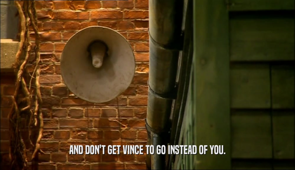 AND DON'T GET VINCE TO GO INSTEAD OF YOU.  
