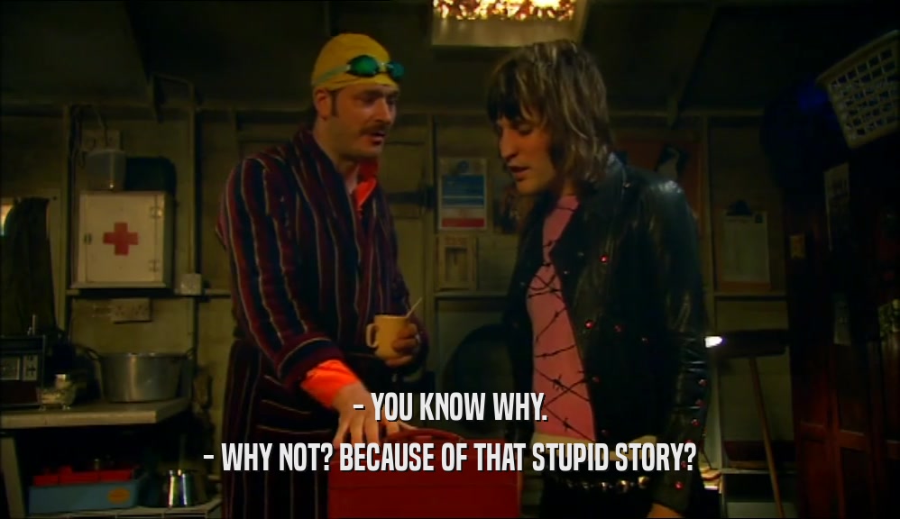 - YOU KNOW WHY. - WHY NOT? BECAUSE OF THAT STUPID STORY? 