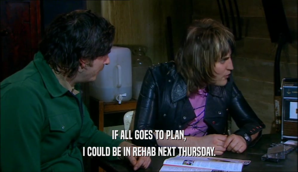 IF ALL GOES TO PLAN, I COULD BE IN REHAB NEXT THURSDAY. 