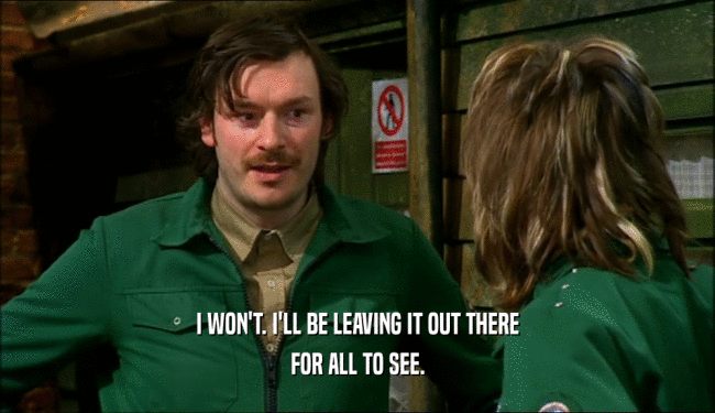 I WON'T. I'LL BE LEAVING IT OUT THERE FOR ALL TO SEE. 