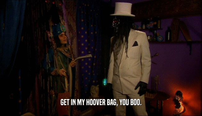 GET IN MY HOOVER BAG, YOU BOO.  