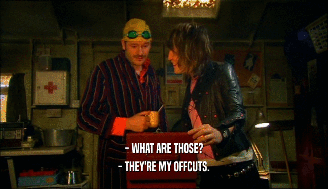 - WHAT ARE THOSE?
 - THEY'RE MY OFFCUTS.
 