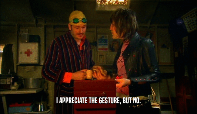 I APPRECIATE THE GESTURE, BUT NO.  