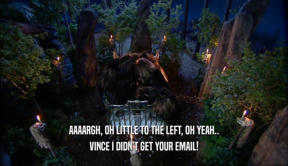 AAAARGH, OH LITTLE TO THE LEFT, OH YEAH.. VINCE I DIDN'T GET YOUR EMAIL! 