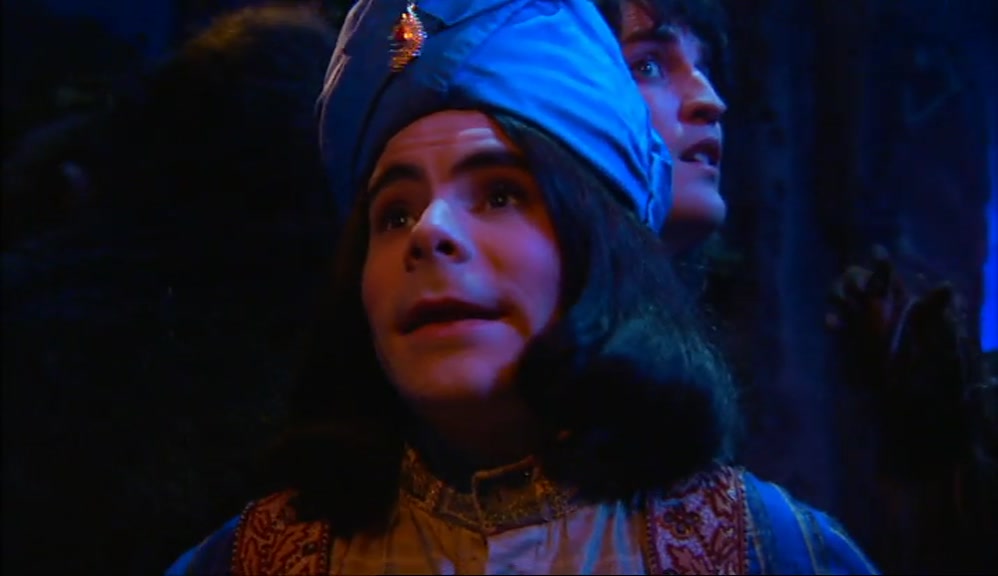 NOW DON'T PANIC ANYONE. I'M A SHAMAN - WE'VE STUDIED YETIES, HAVEN'T WE, BOLLO? THERE'S SOMETHING THEY DON'T LIKE, WHAT IS IT? 