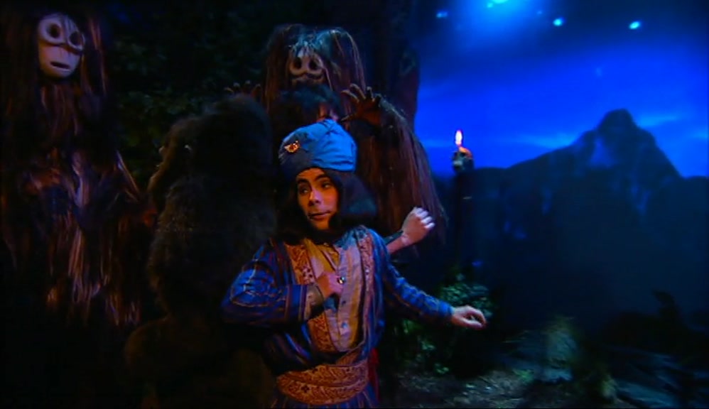 NOW DON'T PANIC ANYONE. I'M A SHAMAN - WE'VE STUDIED YETIES, HAVEN'T WE, BOLLO? THERE'S SOMETHING THEY DON'T LIKE, WHAT IS IT? 