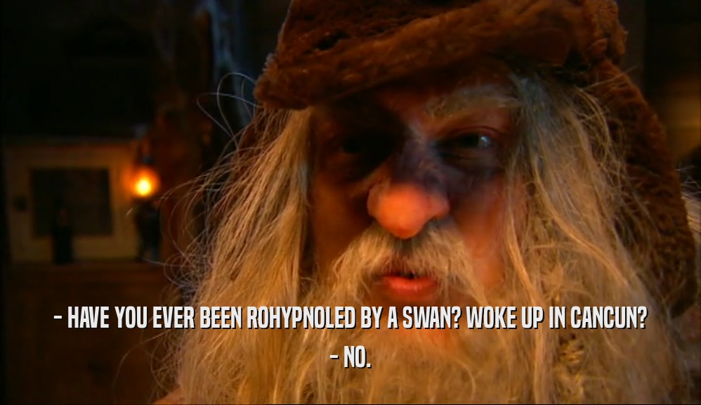 - HAVE YOU EVER BEEN ROHYPNOLED BY A SWAN? WOKE UP IN CANCUN? - NO. 
