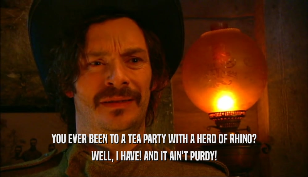 YOU EVER BEEN TO A TEA PARTY WITH A HERD OF RHINO? WELL, I HAVE! AND IT AIN'T PURDY! 