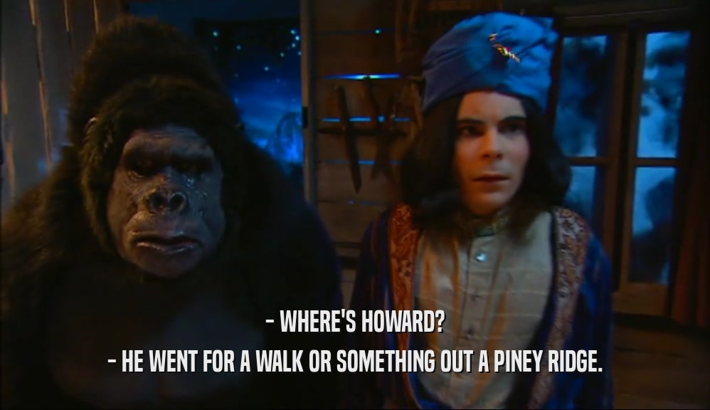 - WHERE'S HOWARD? - HE WENT FOR A WALK OR SOMETHING OUT A PINEY RIDGE. 