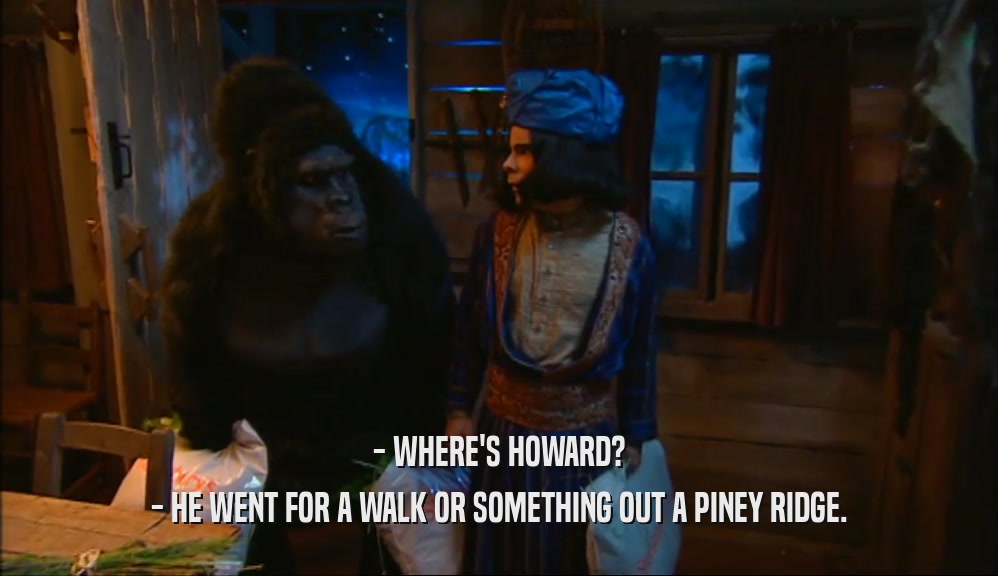 - WHERE'S HOWARD? - HE WENT FOR A WALK OR SOMETHING OUT A PINEY RIDGE. 