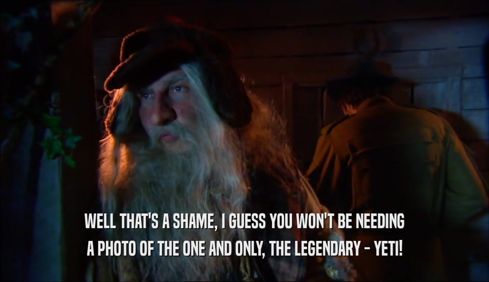 WELL THAT'S A SHAME, I GUESS YOU WON'T BE NEEDING A PHOTO OF THE ONE AND ONLY, THE LEGENDARY - YETI! 