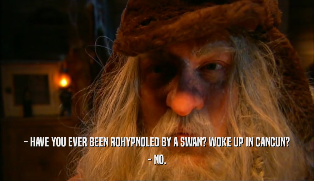 - HAVE YOU EVER BEEN ROHYPNOLED BY A SWAN? WOKE UP IN CANCUN? - NO. 
