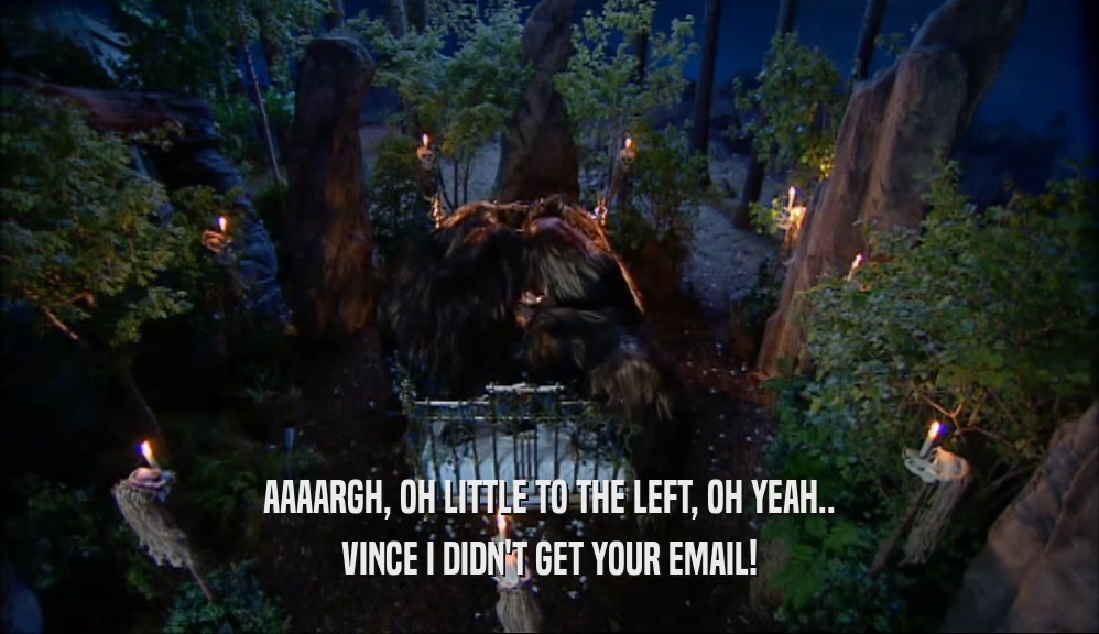 AAAARGH, OH LITTLE TO THE LEFT, OH YEAH.. VINCE I DIDN'T GET YOUR EMAIL! 