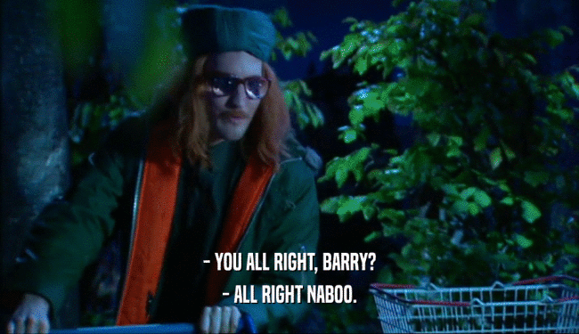 - YOU ALL RIGHT, BARRY? - ALL RIGHT NABOO. 