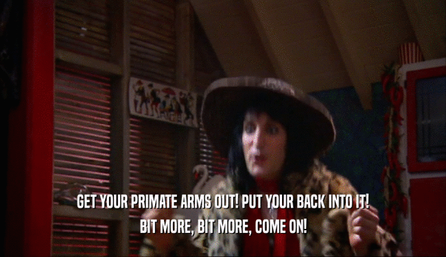 GET YOUR PRIMATE ARMS OUT! PUT YOUR BACK INTO IT! BIT MORE, BIT MORE, COME ON! 