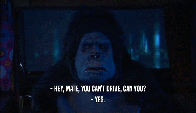 - HEY, MATE, YOU CAN'T DRIVE, CAN YOU? - YES. 