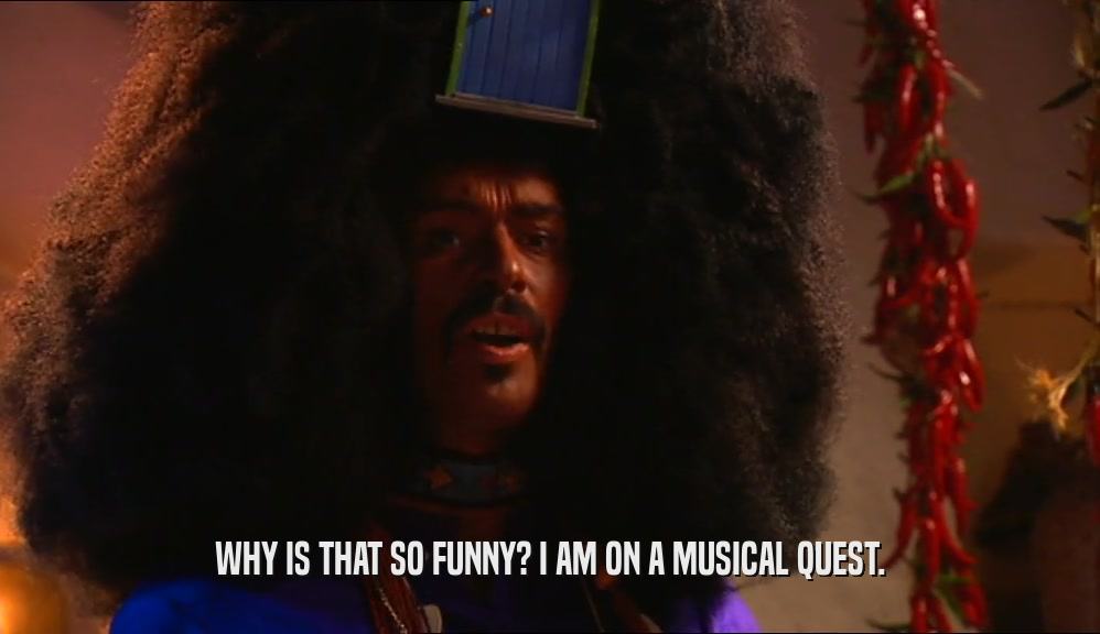 WHY IS THAT SO FUNNY? I AM ON A MUSICAL QUEST.  