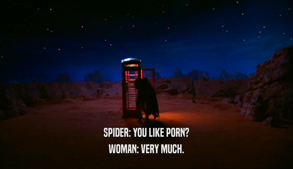 SPIDER: YOU LIKE PORN? WOMAN: VERY MUCH. 