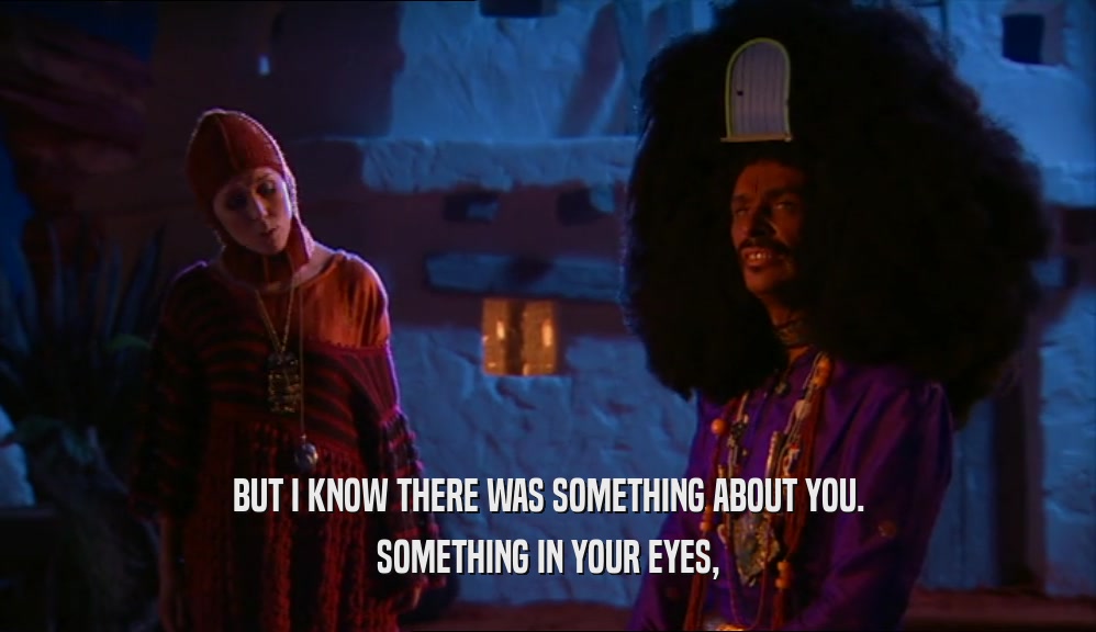 BUT I KNOW THERE WAS SOMETHING ABOUT YOU. SOMETHING IN YOUR EYES, 