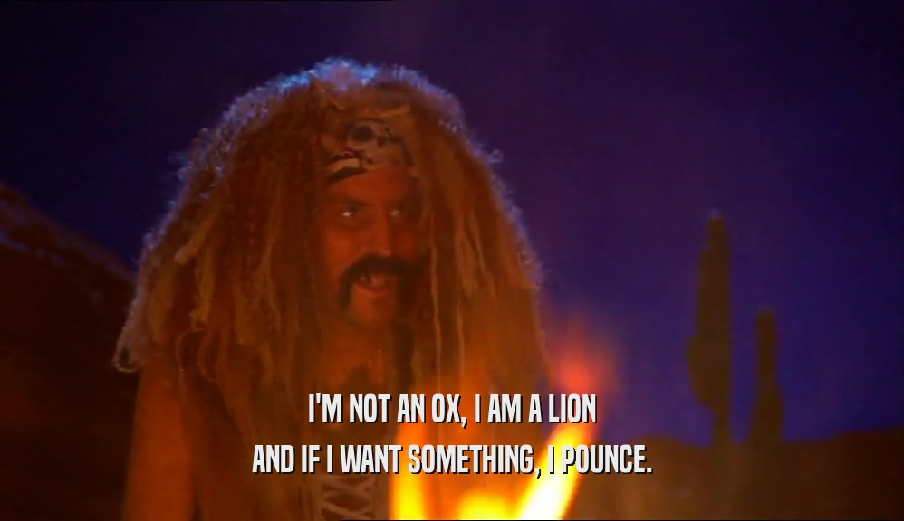 I'M NOT AN OX, I AM A LION AND IF I WANT SOMETHING, I POUNCE. 