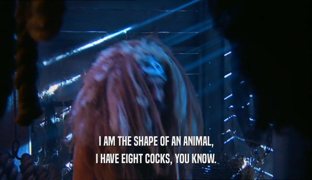I AM THE SHAPE OF AN ANIMAL, I HAVE EIGHT COCKS, YOU KNOW. 