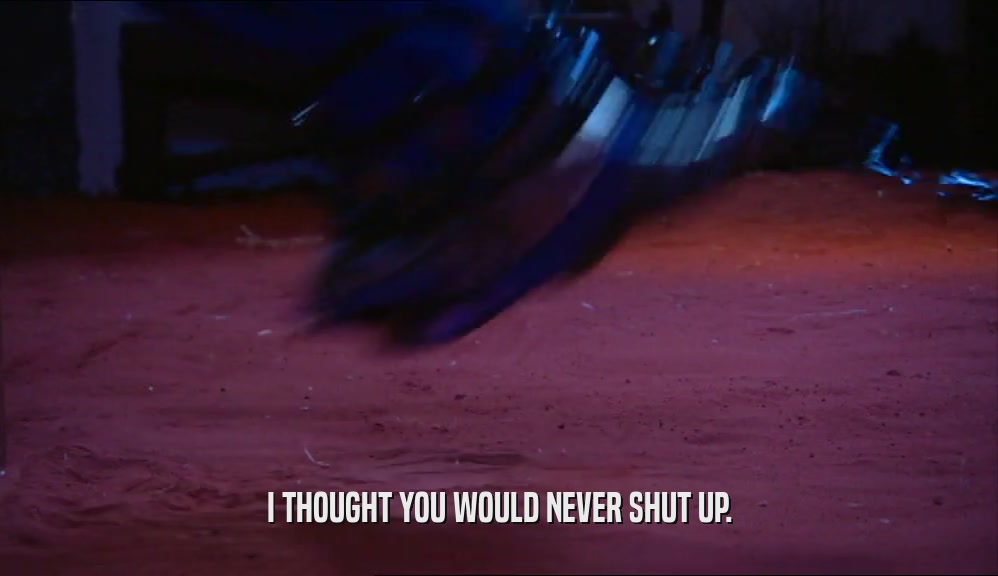 I THOUGHT YOU WOULD NEVER SHUT UP.  