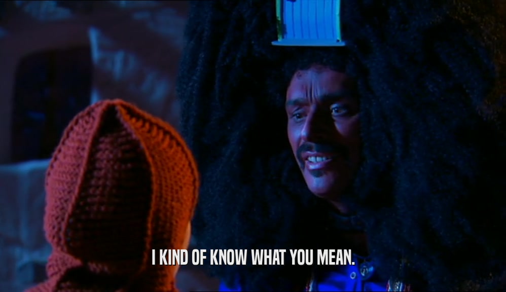 I KIND OF KNOW WHAT YOU MEAN.  