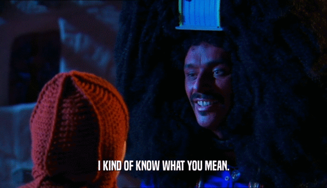I KIND OF KNOW WHAT YOU MEAN.  