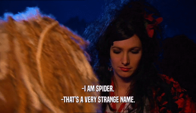 -I AM SPIDER. -THAT'S A VERY STRANGE NAME. 