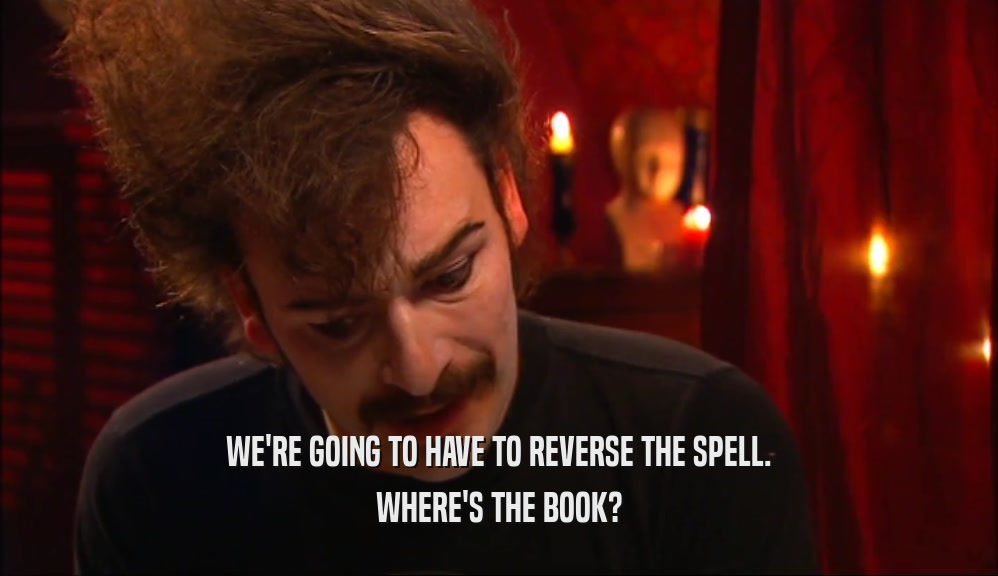 WE'RE GOING TO HAVE TO REVERSE THE SPELL. WHERE'S THE BOOK? 