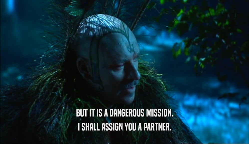 BUT IT IS A DANGEROUS MISSION. I SHALL ASSIGN YOU A PARTNER. 